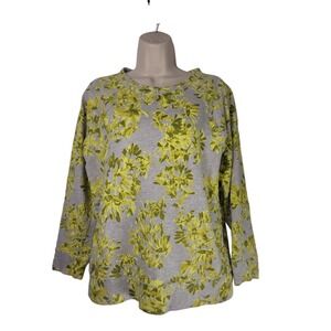 J. Crew Womens SZ S Gray Sweatshirt Classic AOP Cottagecore‎ Preppy Bloomcore